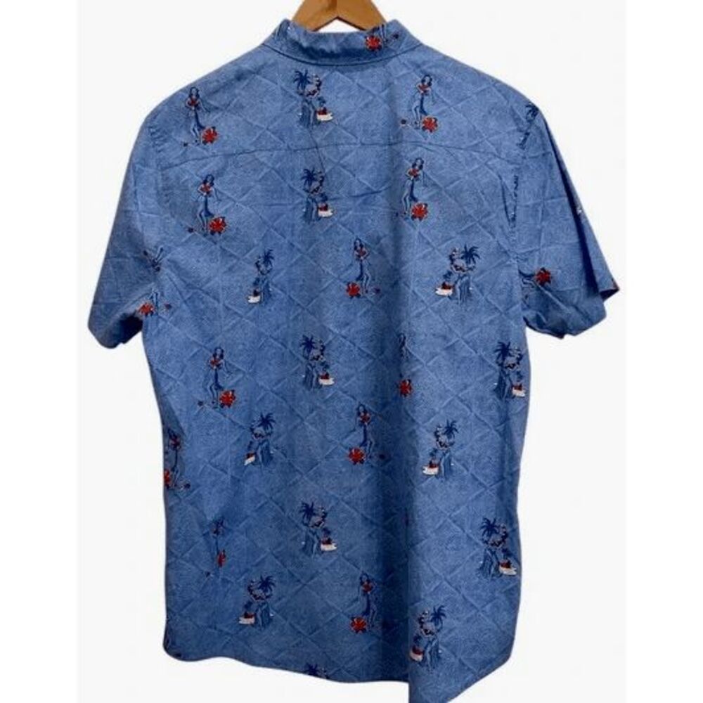 Crown & Ivy Hula Hawaiian Tropical Short Sleeve Button‎ Up Shirt Sz M - Picture 2 of 4